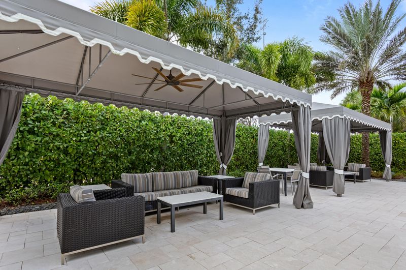 Shaded cabanas by the pool