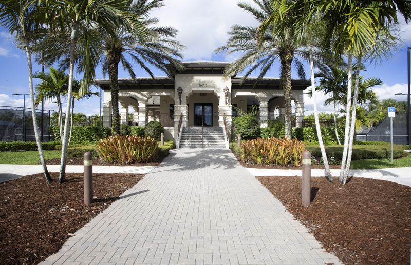 The clubhouse entrance at 16701 Cabernet Drive